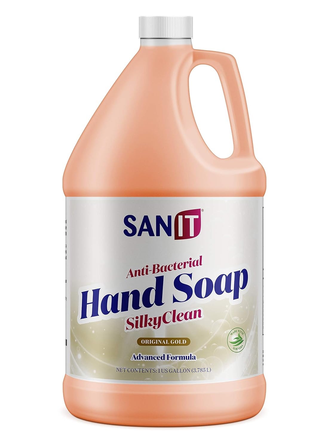 Sanit Silky Clean Antibacterial Liquid Gel Hand Soap Refill  Advanced Formula with Coconut Oil and Aloe Vera  All Natural Moisturizing Hand Wash  Made in USA Original Gold 1 Gallon