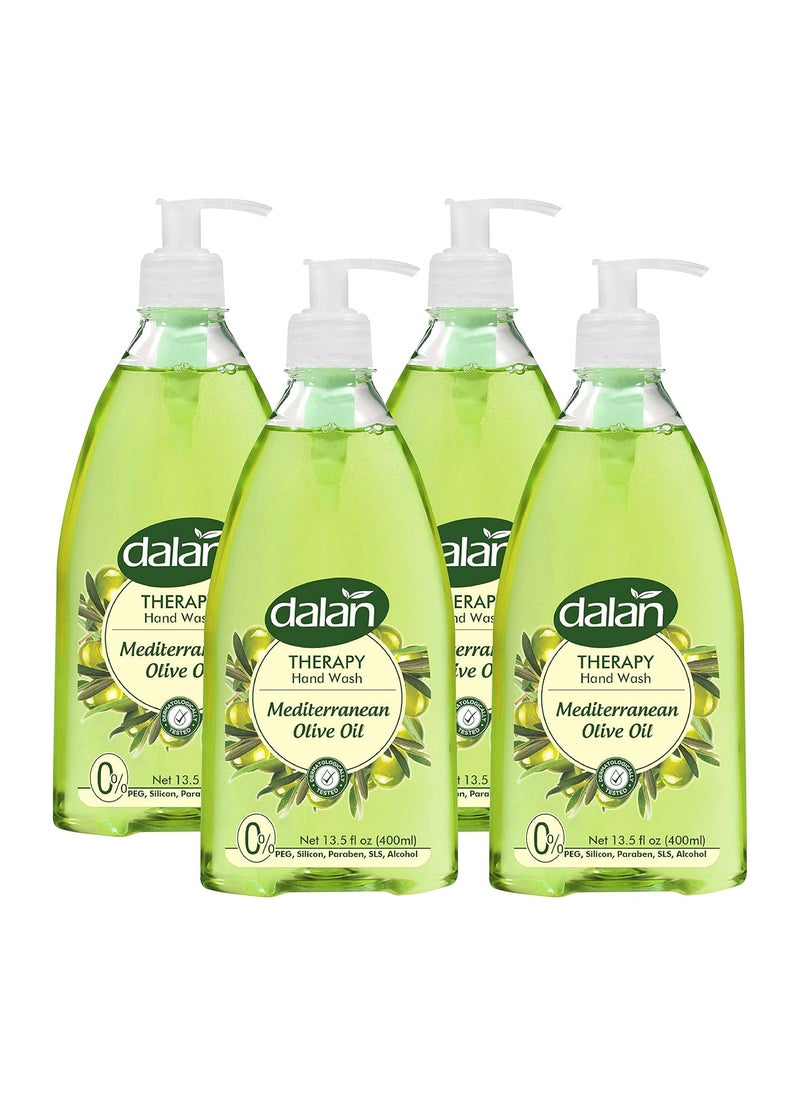 Dalan Therapy Mediterranean Olive Oil Ultra Moisturizing Liquid Hand Soap for Normal and Dry Hands Fresh Clean and Soft Feeling 135 Fl Oz  400 mL Pack of 4