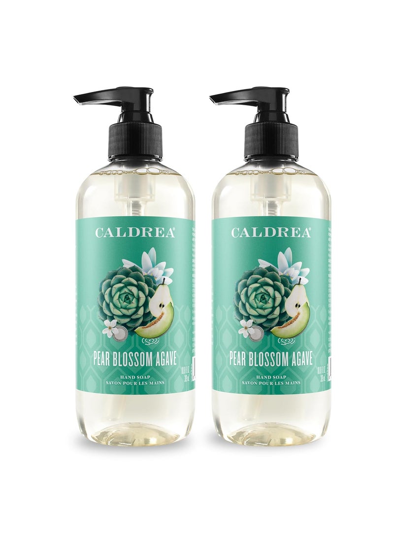 Caldrea Hand Wash Soap Aloe Vera Gel Olive Oil and Essential Oils to Cleanse and Condition Pear Blossom Agave 108 oz 2 Pack