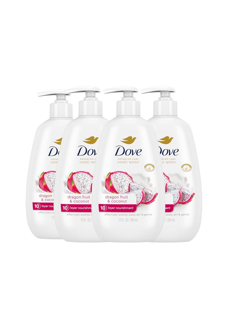 Dove Advanced Care Hand Wash 4 Count for Effectively Washing Away Dirt  Germs Dragonfruit  Coconut with 10Layer Nourishment