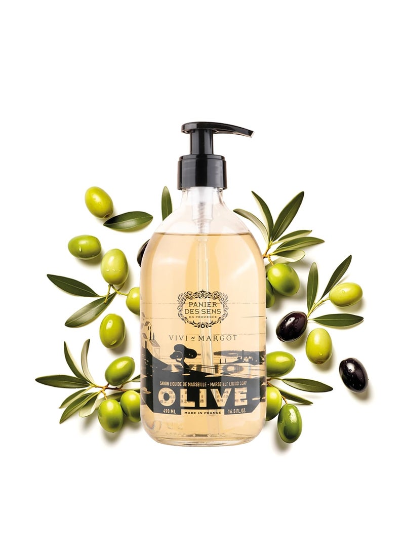 Panier des Sens  Liquid Hand Soap Limited Edition  Hand Wash with Olive Oil  French Marseille Moisturizing Hand Soap  Refillable Kitchen  Bathroom Hand Soap  98 Natural  Glass Bottle 166 Floz
