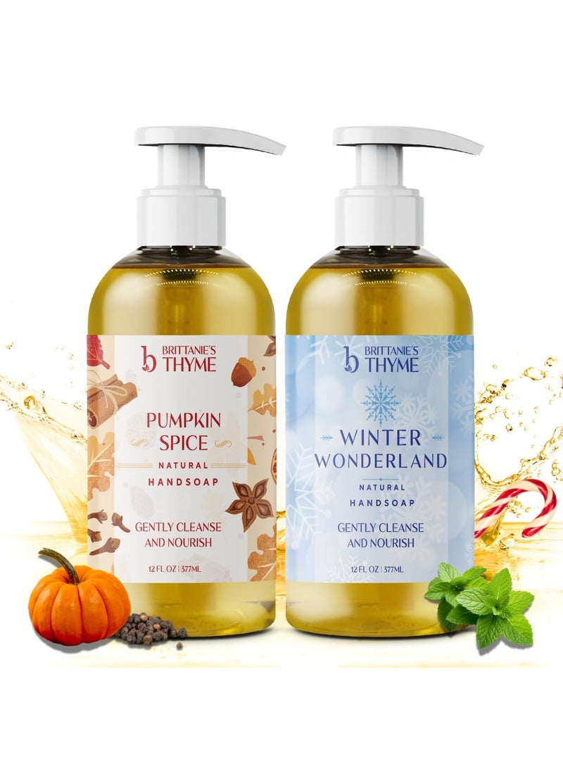 Brittanies Thyme Fall Natural Olive Oil Liquid Hand Soap Gluten Free Vegan Pumpkin Spice and Winter Wonderland