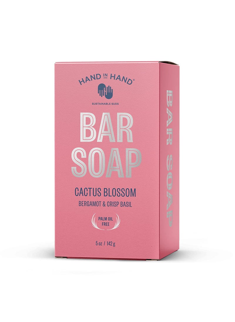 HAND IN HAND Bergamot  Crisp Basil Cactus Blossom Bar Soap 5 OZ