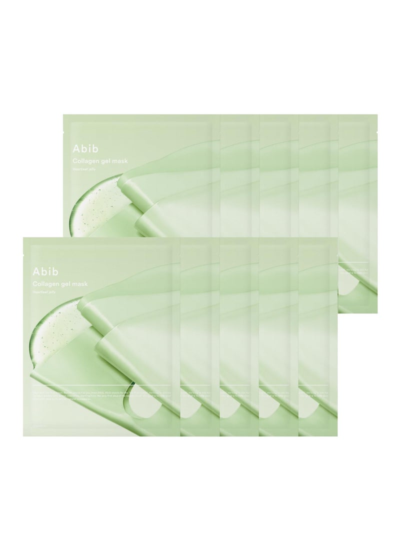 Abib Collagen Gel Mask Heartleaf Jelly 10 Sheets Soothing I Korean Vegan Collagen Cooling Calming Hyaluronic Acid Hydrogel Face Mask Skin Care