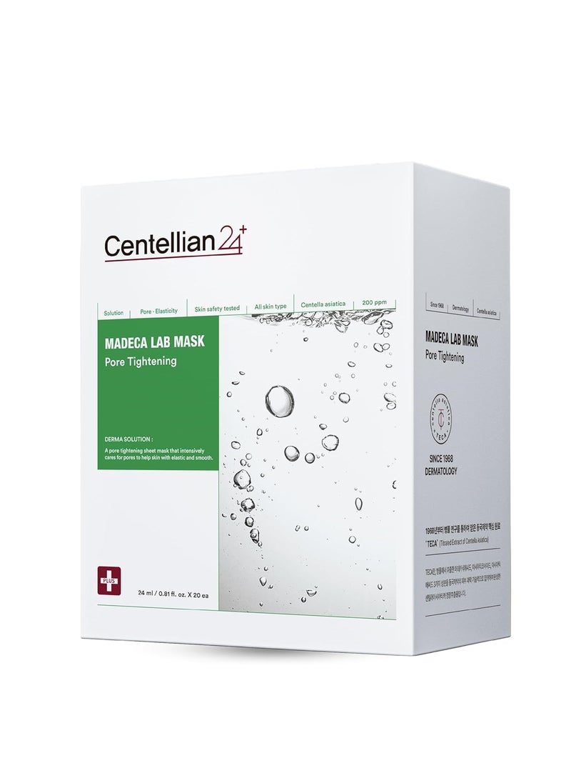 CENTELLIAN 24 Madeca Mask Pore Tightening 20pc  Face Mask Sheet for Pore Minimizing Sebum Control with Centella Asiatica TECA Niacinamide Korean Skin Care for Men Women by Dongkook