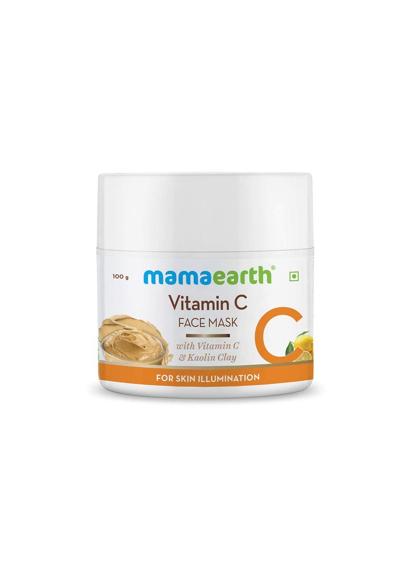 Mamaearth Vitamin C  Kaolin Clay Facial Mask  Enhances Skin Tone  Helps Reduce Spots  Firms Soothes  Gives Glowing Skin  Face Pack for Skin Illumination  353 Oz100 g