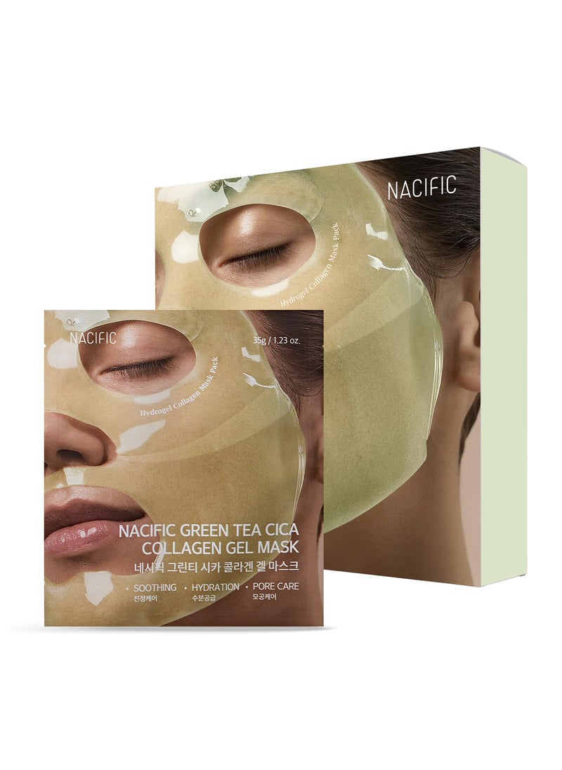 NACIFIC Rice Pepta Collagen Gel Facial Mask 4EA Green Tea Cica Set Hydrogel Deep Korean Face Mask Hydrating Overnight Elasticity Firming Pore Minimizing for All skin types