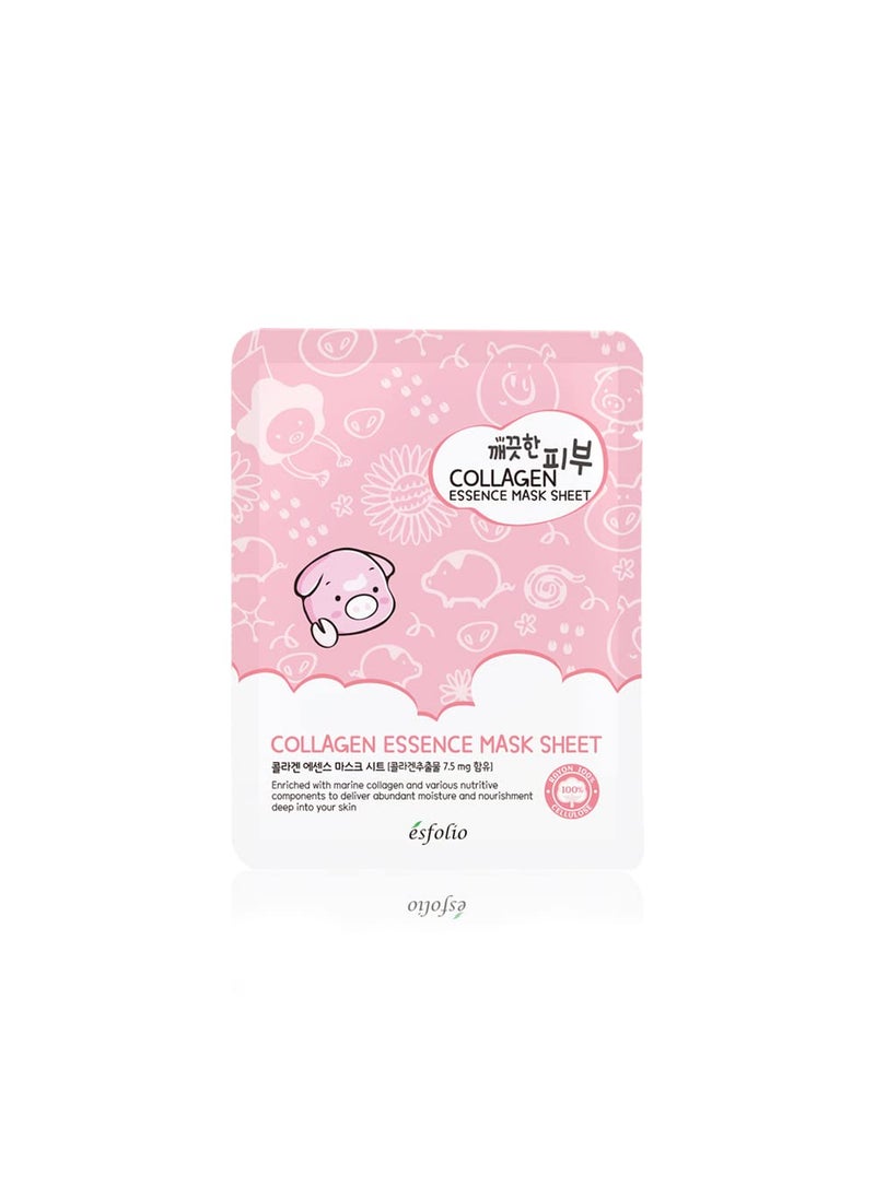 esfolio Collagen Essence Sheet Mask  Hydrating  Firming Face Mask for Glowing Skin  AntiAging Korean Skincare with Hydrolyzed Collagen  Hyaluronic Acid  Moisturizing Facial Mask Pack of 10