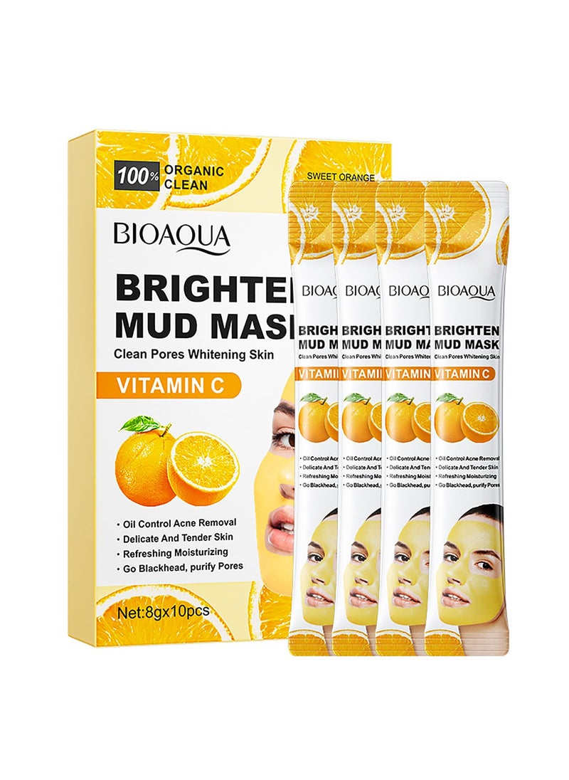 BIOAQUA Vitamin C Mud Facial Mask Sweet Orange Moisturizing Clean Pores Oil Control Face Skin Refreshing 8gx 10pcs