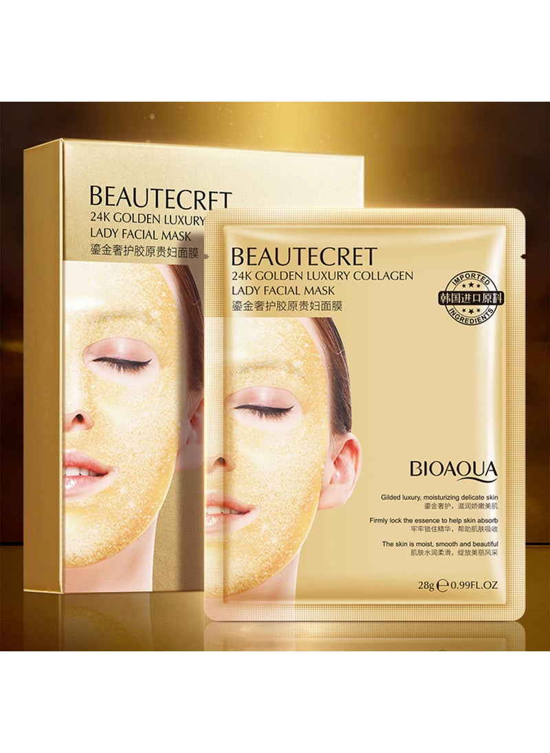 BIOAQUA Beautecret 24k Golden Luxury Collagen Lady Facial Mask Moisturizing Smooth Facial Skin Care 4x28g