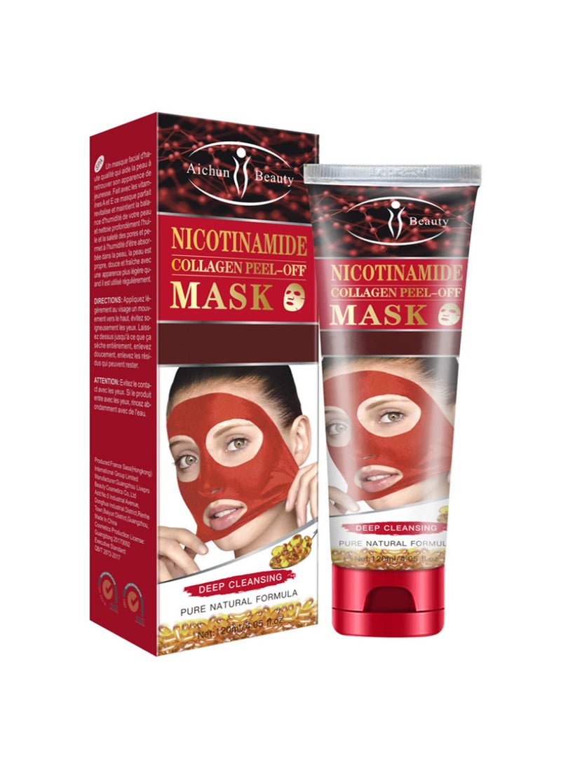 AICHUN BEAUTY PeelOff Facial Mask Deep Cleansing Oil  Dirt Pores Face Skin Recover Vitamin A  E 120ml405floz NICOTINAMIDE COLLAGEN PEELOFF MASK