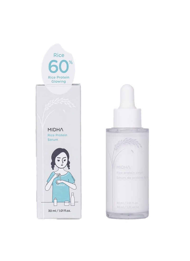 MIDHA Rice Protein Serum ideal for skincare finish fills the skin layer with full of rice proteins creates a natural and glossy glow to make elastic and supple skin vegan
