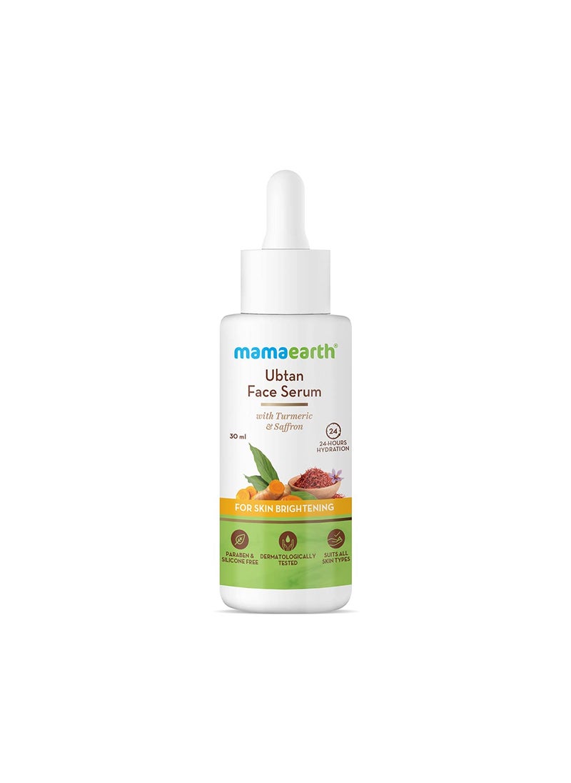 Mamaearth Ubtan Face Serum for Radiant Skin  Helps Give Natural Glow  Retain Moisture Balance  Turmeric  Saffron Infused Sun Damage Repair Solution  101 Fl Oz30ml
