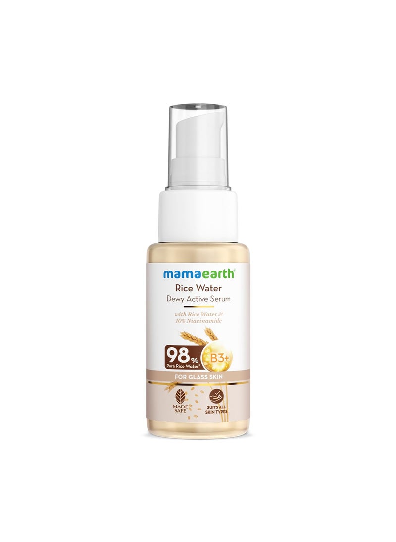 Mamaearth Rice Water Dewy Active Serum with 10 Niacinamide Rice Water  Hyaluronic Acid  50 ml For Glass Skin Suits All Skin Types