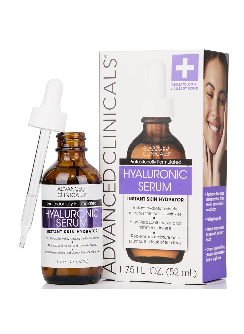 Advanced Clinicals Pure Hyaluronic Acid Serum For Face  Facial Moisturizer  Hydrating Facial Skin Care Product  Anti Aging Serum For Face Wrinkles Dark Spots Fine Lines  Dry Skin 175 Fl Oz