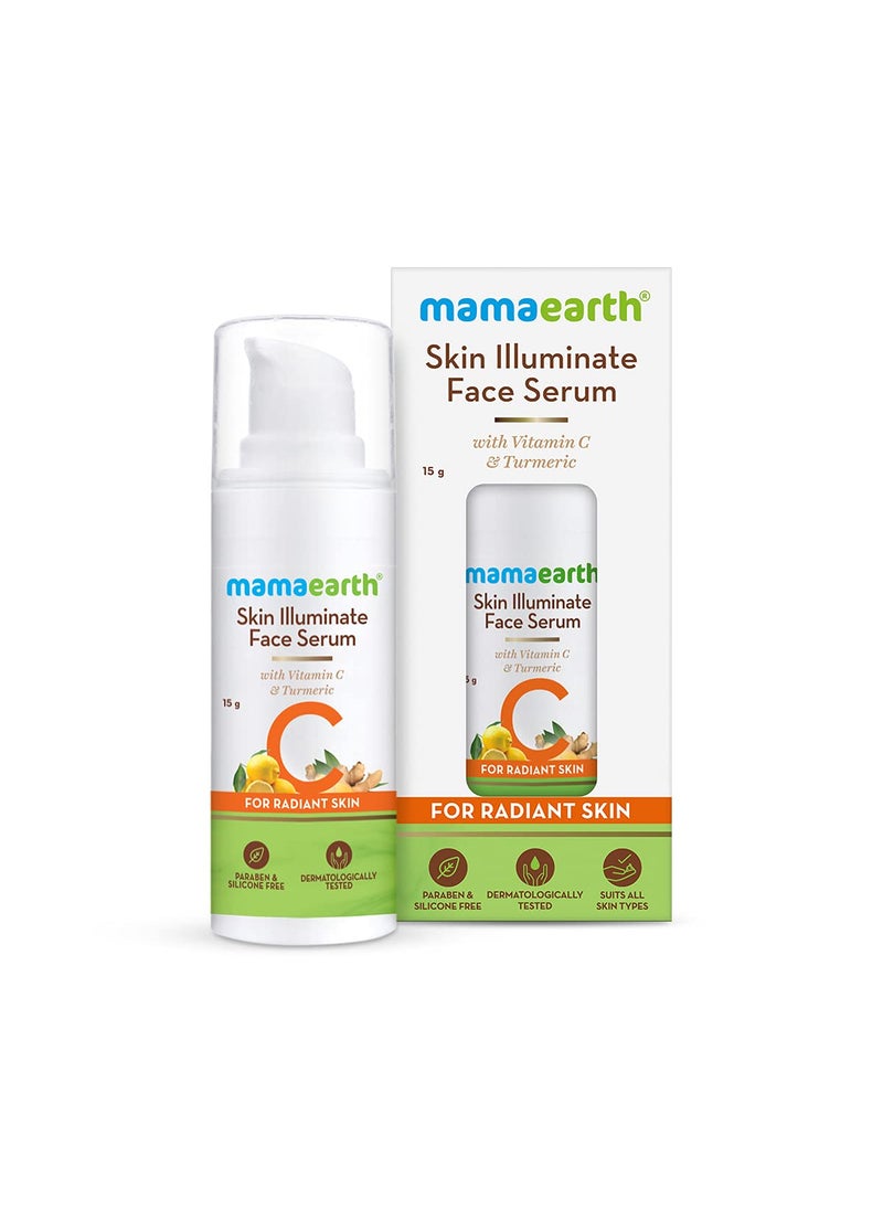 Mamaearth Vitamin C Skin Illuminate Face Serum for Radiant Skin  Helps Reduce Fine Lines  Wrinkles  Radiance Serum with Turmeric  Suits All Skin Types  051 Fl Oz15ml