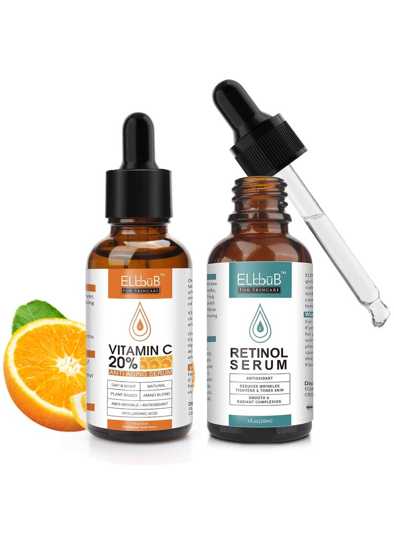 DayNight Anti Aging Vitamin C Serum Retinol Serum For Face with Retinol  Amino Acids  Boost Skin CollagenHydrate  Plump Skin Facial Serum