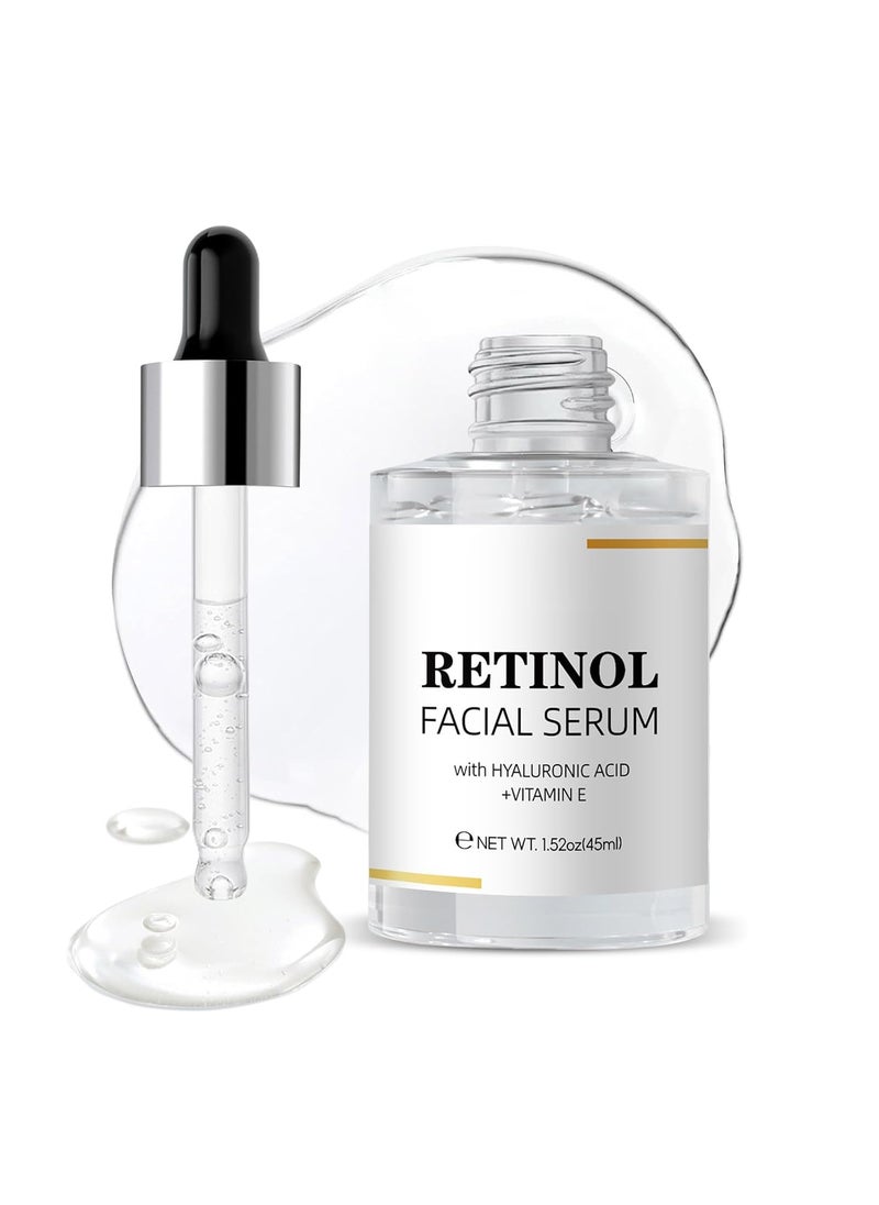 Retinol Facial Serum Retinol Serum for Face with Hyaluronic Acid  Vitamin E AntiAging Serum Pore Tightener Fade Dark Spots Clinical Strength Formula 152 Oz