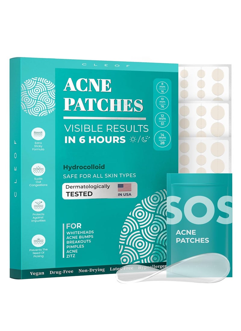 CLEOF Pimple Patches for Face  Body  Overnight Use Visible Acne Patch for Zits Spots Pimples Whiteheads Vegan CrueltyFree Hypoallergenic Hydrocolloid Stickers 171 Count Mixed Sizes