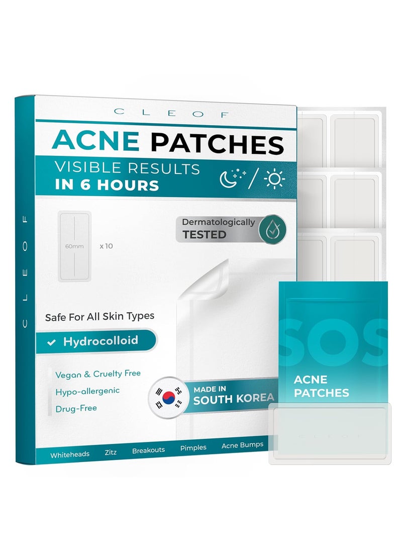 Hydrocolloid Pimple Patches Made in Korea FSAHSA Eligible Vegan Hypoallergenic CrueltyFree  Acne Stickers Overnight Treatment  for Zits Spots Pimples Whiteheads 10 Count XL Patches