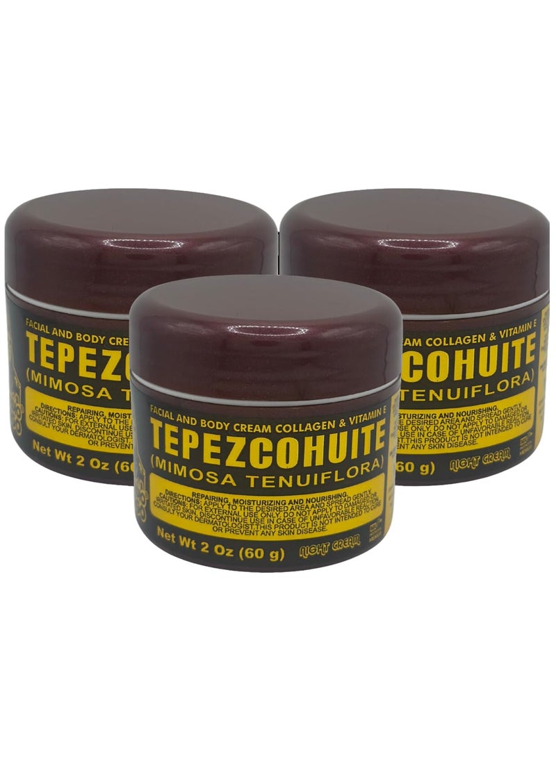 Tepezcohuite Night Cream 60g  202Fl Oz 3 Pack  Reduce Expression Lines  Clarifies Skin Imperfections