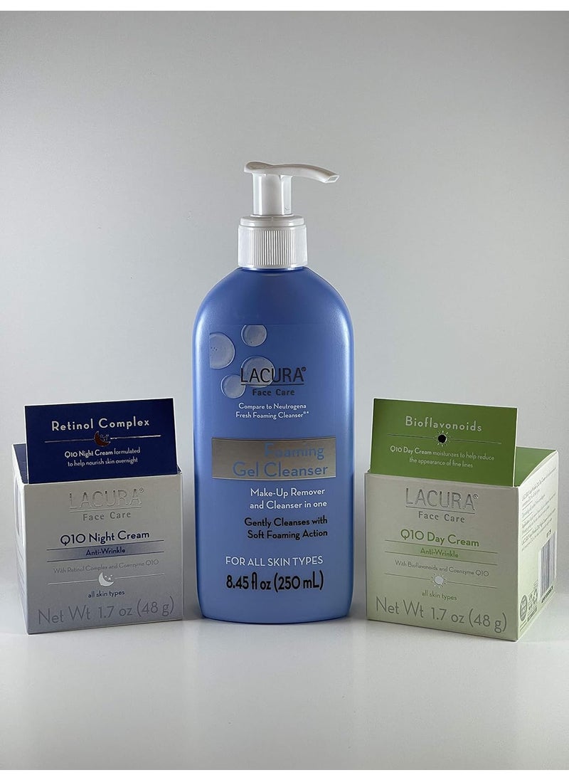 Lacura Foaming Gel Cleanser Face Care Q10 AntiWrinkle Day Cream Face Care Q10 AntiWrinkle Night Cream