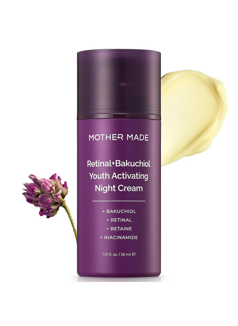 Retinol Bakuchiol Night Cream 1 Fl Oz Korean Retinal Face Cream to Firm Skin Reduce Wrinkles Fine Lines Signs of Aging Antiaging Smoothing Korean Skincare