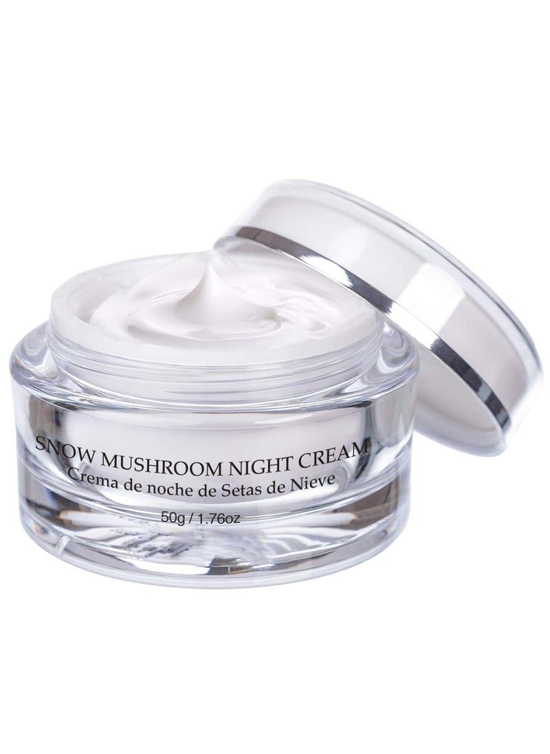 Vivo Per Lei Snow Mushroom  Peony Night Moisturizer  Anti Wrinkle Cream for Sensitive Skin  Anti Aging Night Cream with Shea Butter  Collagen  Paraben Free Moisturizer for Skin Woes  50g