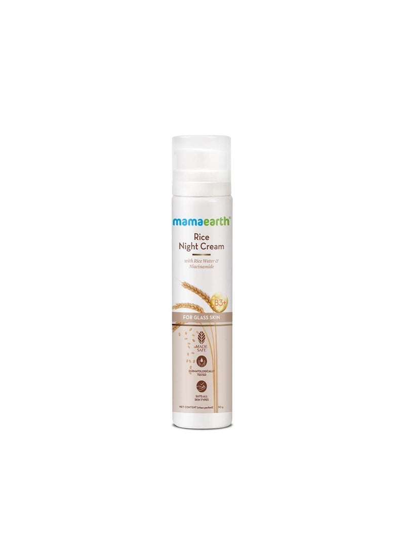 Mamaearth Rice Water Night Cream with Niacinamide for Radiant Skin  Hydrating Overnight Repair Face Moisturizer  All Skin Types  176 Oz 50g