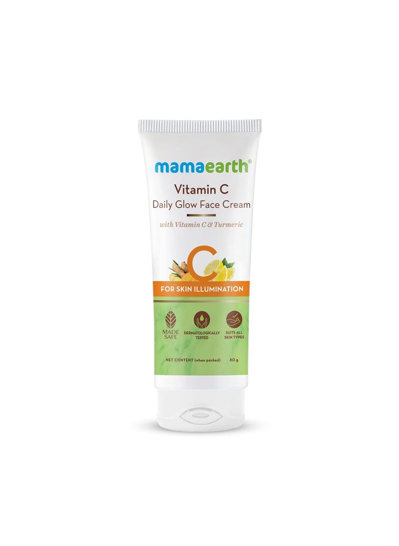 MAMAEARTH Vitamin C Daily Glow Face Cream  for Skin Illumination with Turmeric  Lightweight  Hydrating Formula  for All Skin Types  282 Oz 80g