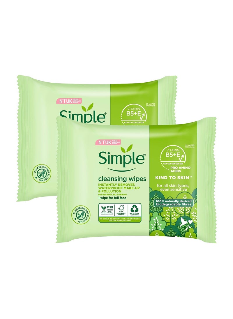 Simple Kind To Skin 25 Cleansing Facial Wipes 3 pack