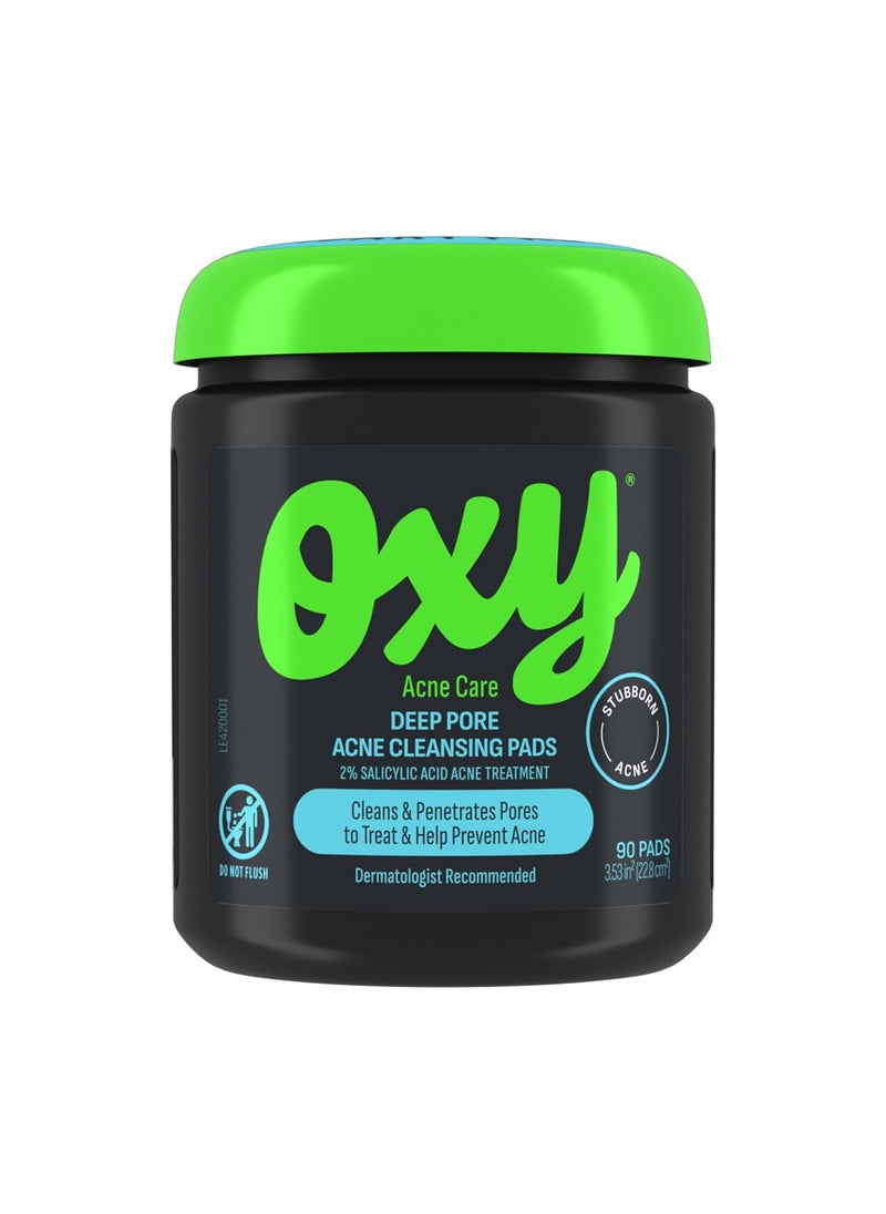 Oxy Deep Pore Acne Facial Cleansing Pads Maximum Strength 2 Salicylic Acid Stubborn Acne Treatment Fights Breakouts Exfoliates Unclogs Pores Treats Blackheads Dermatologist Recommended 90 Pads