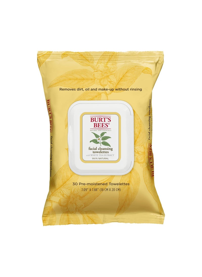Burts Bees Sensitive Facial Cleansing Towelettes with White Tea Extract  30 Count Pack of 2
