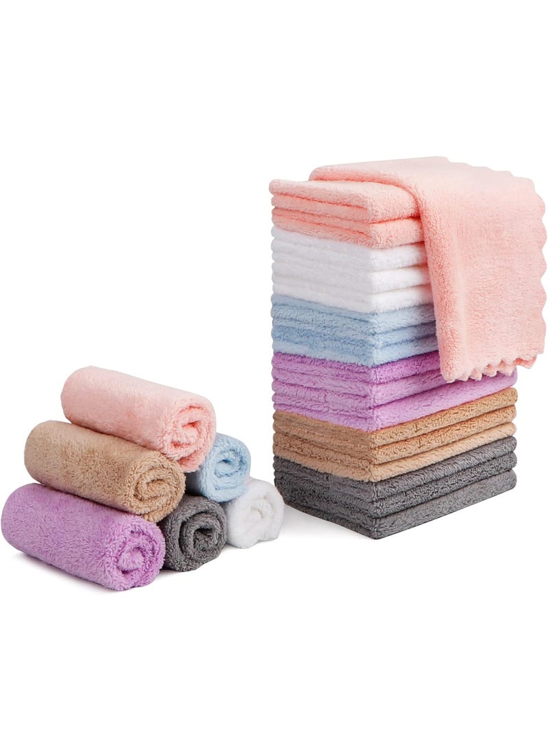 Orighty Makeup Remover Cloths Cleansing Reusable Soft  Washable Coral Fleece Microfiber Washcloths  Towel for Face Eye Lips Pack of 24 7 x 7 inch