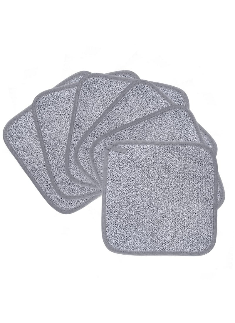 Polyte Premium Hypoallergenic Microfiber Makeup Remover and Facial Cleansing Cloth 8 x 8 in 6 Pack Gray