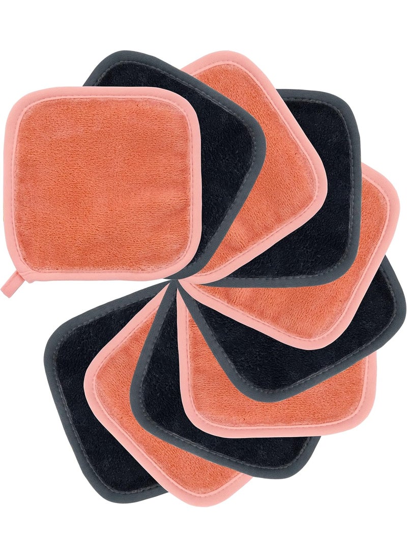 Polyte Premium Hypoallergenic Microfiber Fleece Makeup Remover and Facial Cleansing Cloth 6 x 6 in 10 Pack Dark Gray Pink