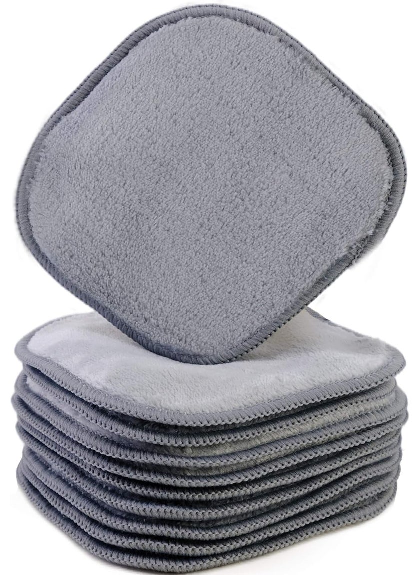 Polyte Premium Hypoallergenic Microfiber Fleece Makeup Remover and Facial Cleansing Cloth 5 x 5 in 10 Pack Gray
