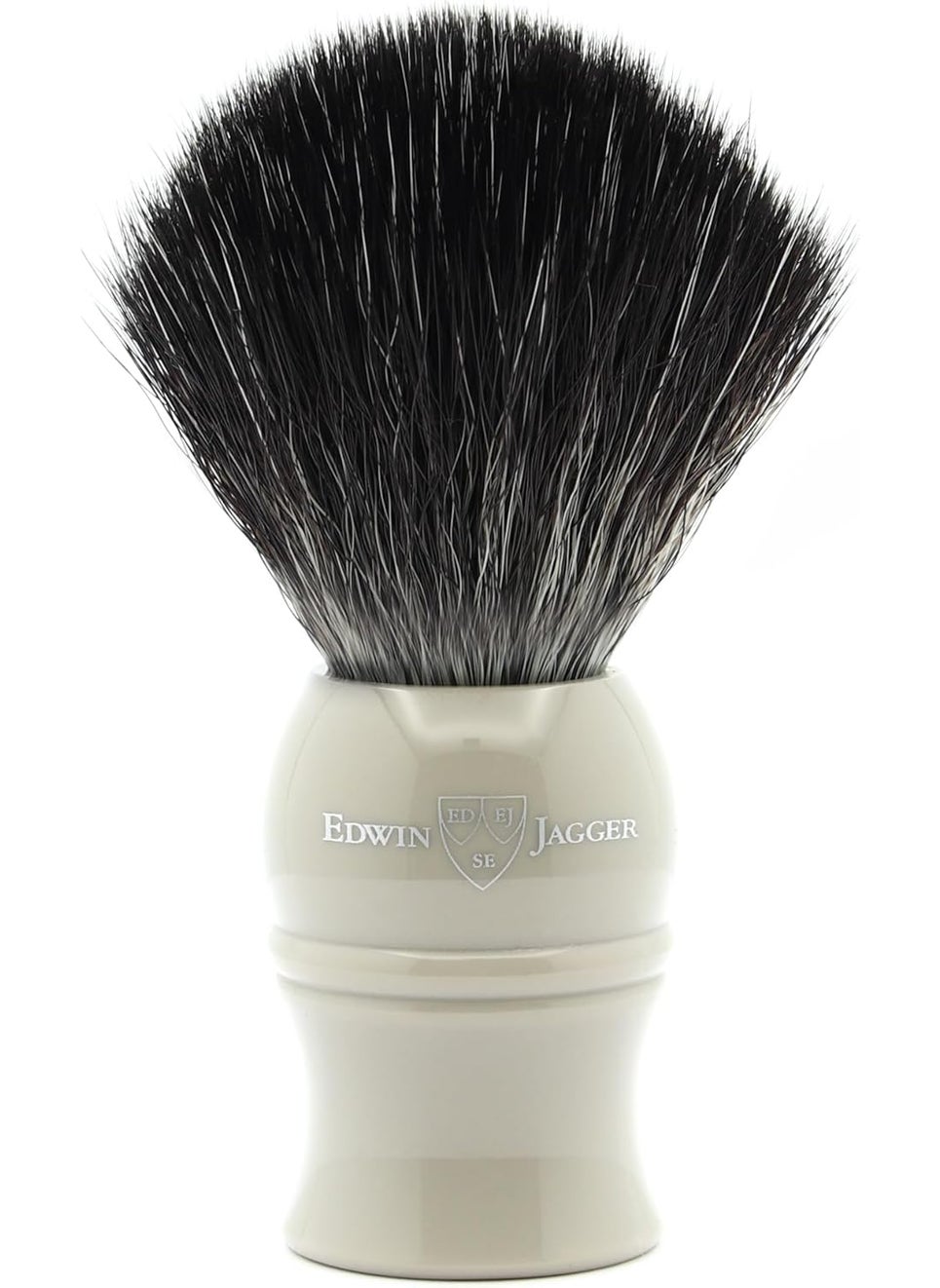 Edwin Jagger 1EJ339SYN Classic Black Synthetic Fibre EcoFriendly Vegan Exfoliating Shaving Brush for Shaving Cream or Shaving Soap for Men and Women Grey Medium Gray