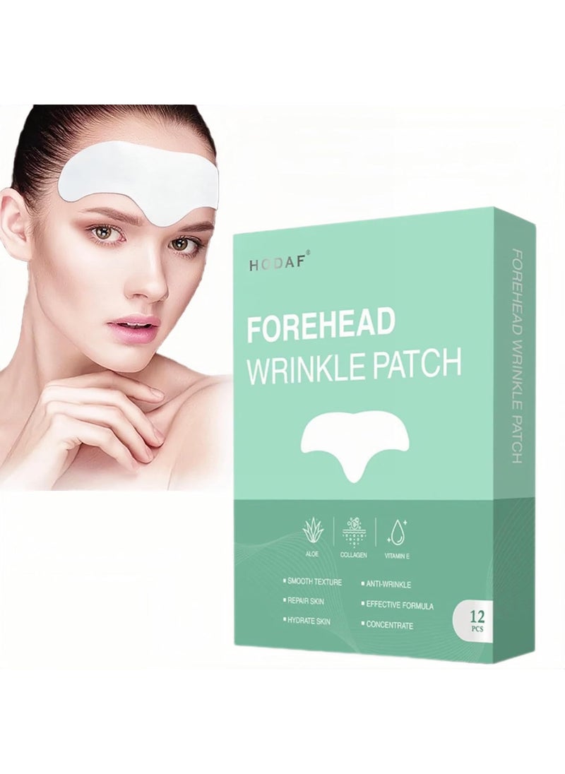 Forehead wrinkle patches 12Pcs for face Anti Wrinkle with Collagen Aloe Vitamin E smooth fine lines smooth face Forehead Wrinkle Collagen Reduces Fine Lines  Frown Lines