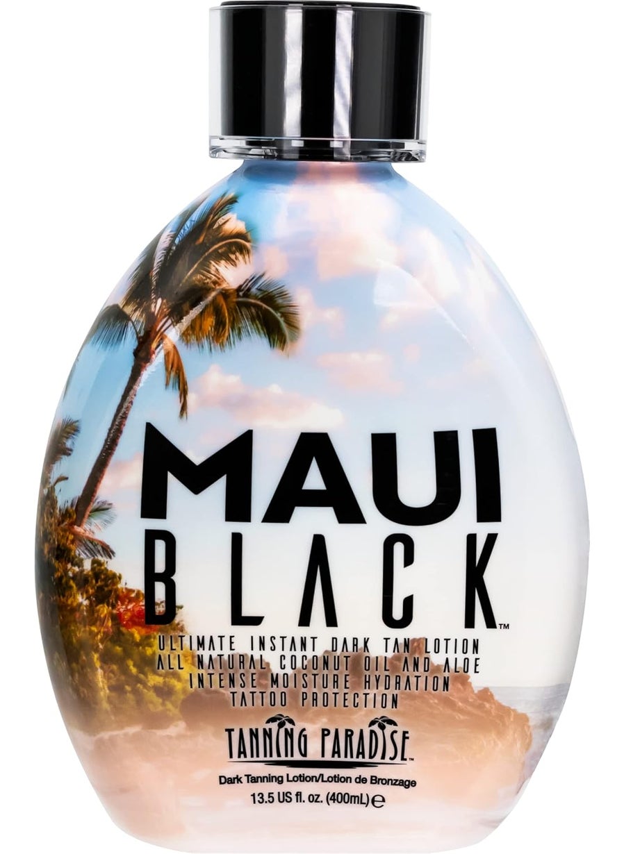 Tanning Paradise Maui Black Lotion  Instant Dark Self Tanner Natural SelfTanning with Coconut Oil and Aloe Hydration Boost Tattoo Protection 135oz