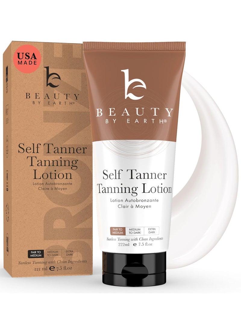 Tanning Lotion Self Tanner  USA Made with Natural and Organic Ingredients Non Toxic Sunless Browning Lotion Best Gradual Tanner for Men and Women StreakFree Fake Tan Fair to Medium