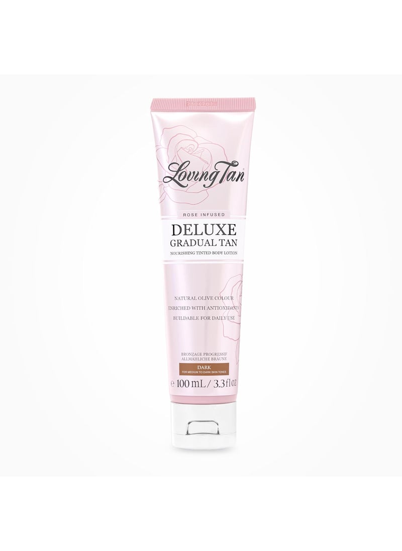 Loving Tan Rose Scented Deluxe Gradual Tan Lotion DarkNatural Looking Self Tanner Professional Strength Sunless Tanner 5 Self Tanning ApplicationsCruelty Free Naturally Derived DHA33 Fl Oz