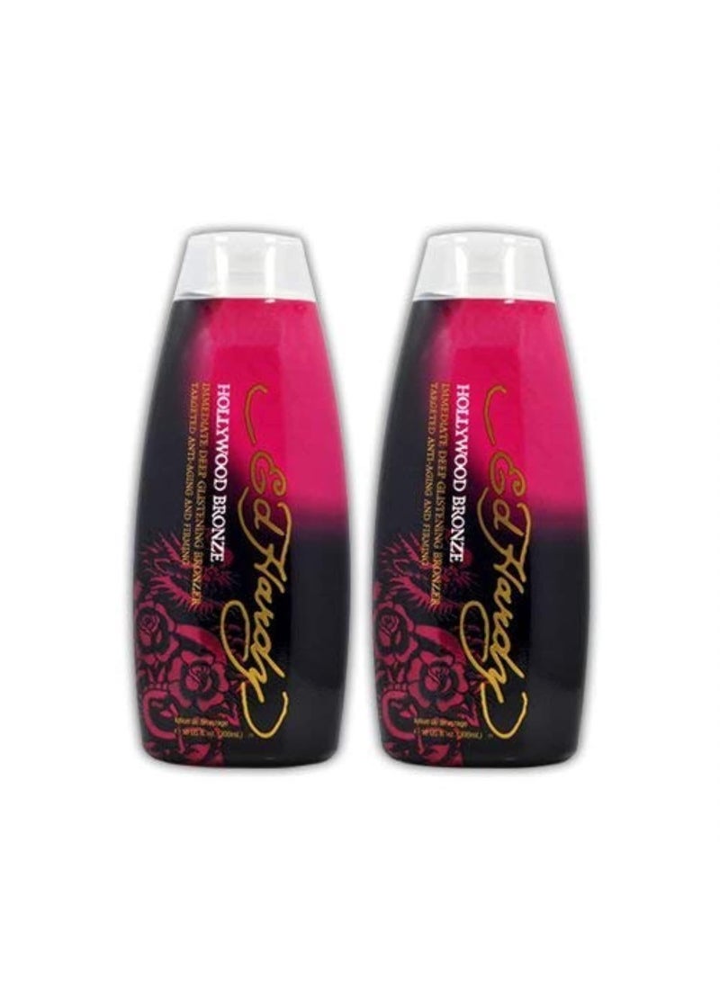 Lot 2 Ed Hardy Hollywood Bronze Indoor Tanning Lotion Accelerator Bronzer Dark