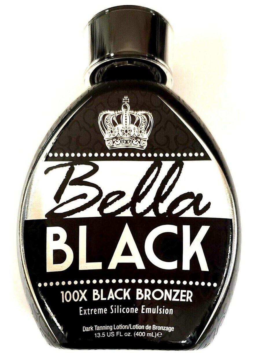 Bella Black 100X Bronzer Tanning Lotion  Premium Tanning Bed Lotion with Extreme Silicone Emulsion and Banana Fruit Extract  Instant Results  Dark Tanning Lotion for Indoor Tanning Beds  135oz