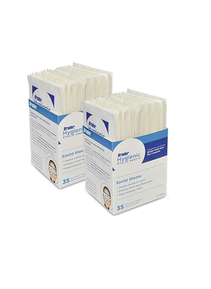 Bruder Hygienic Eyelid Sheets Micro Fine Individually Wrapped Untreated Sheets 35 Count Box Pack of 2