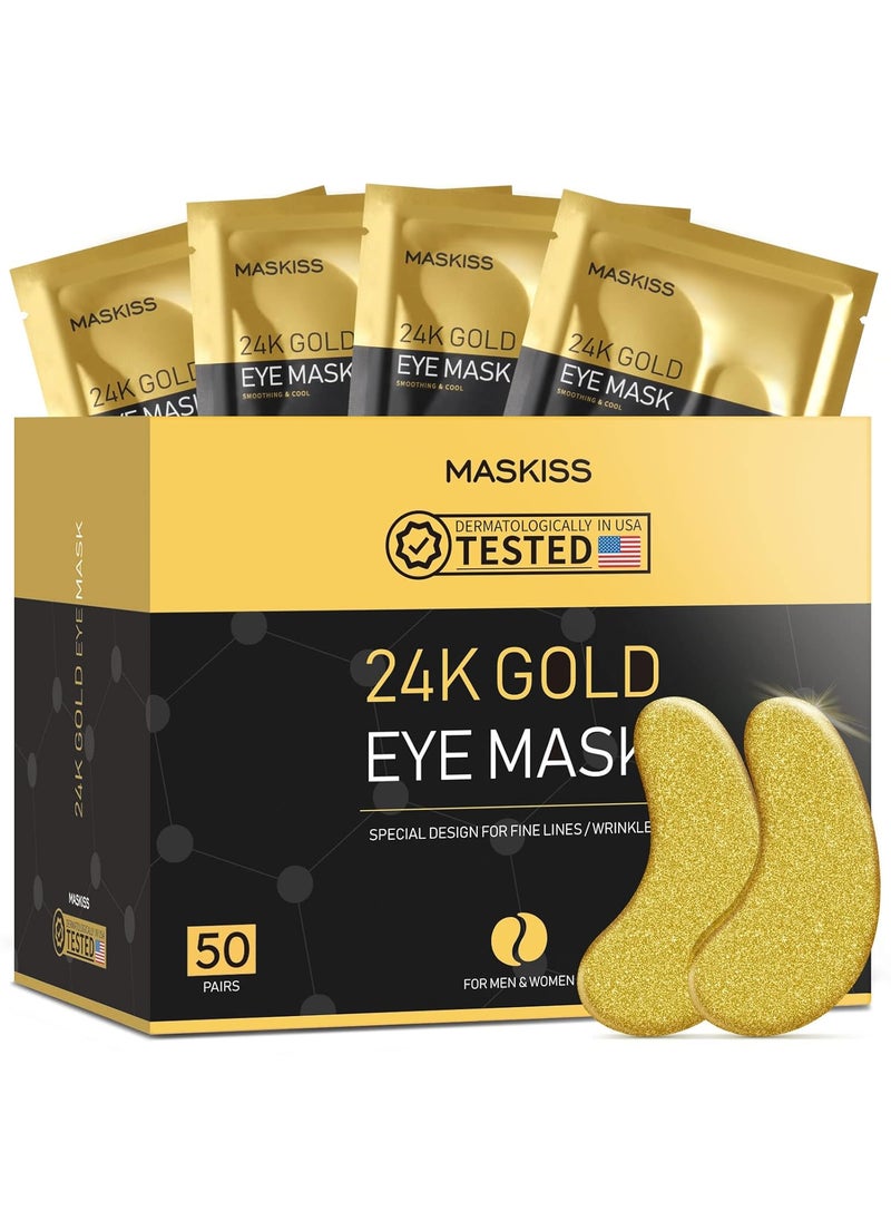 24k Gold Under Eye Patches 50 Pairs eye mask Collagen Skin Care Products Eye Patches for Puffy Eyes eye masks for dark circles and puffiness