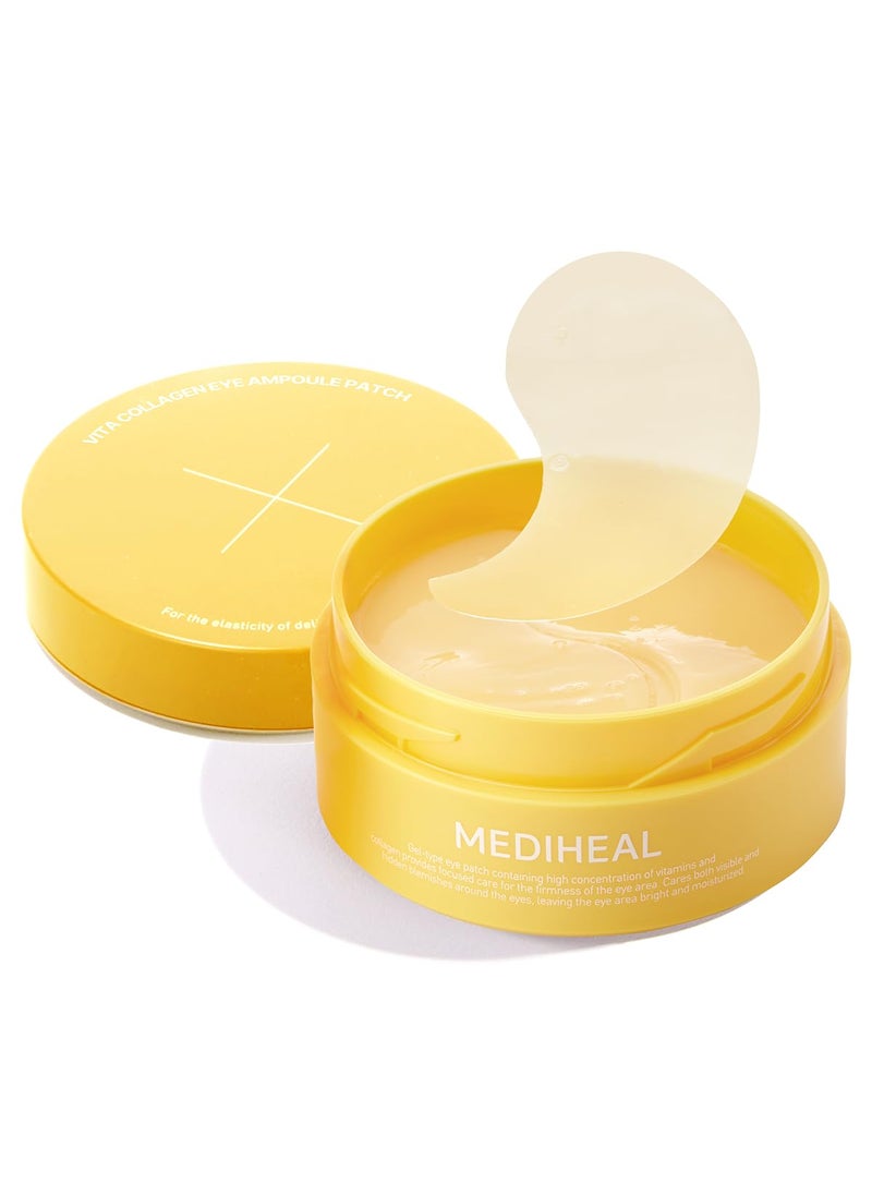 Mediheal Vita Collagen Under Eye Patches for  Korean Hydrogel Eye Pads with 7 Vitamin  5 Micro Collagen Moisturizng  Non Irritating Eye Gel Mask Sealing Cap Included