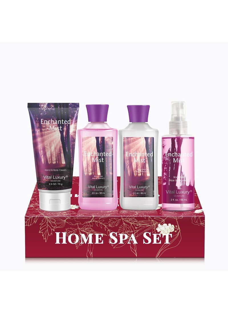 Enchanted Mist Scent Bath  Body Kit 3 Fl Oz Ideal Skincare Home Spa Set Includes Body Lotion Shower Gel Body Cream and Fragrance Mist