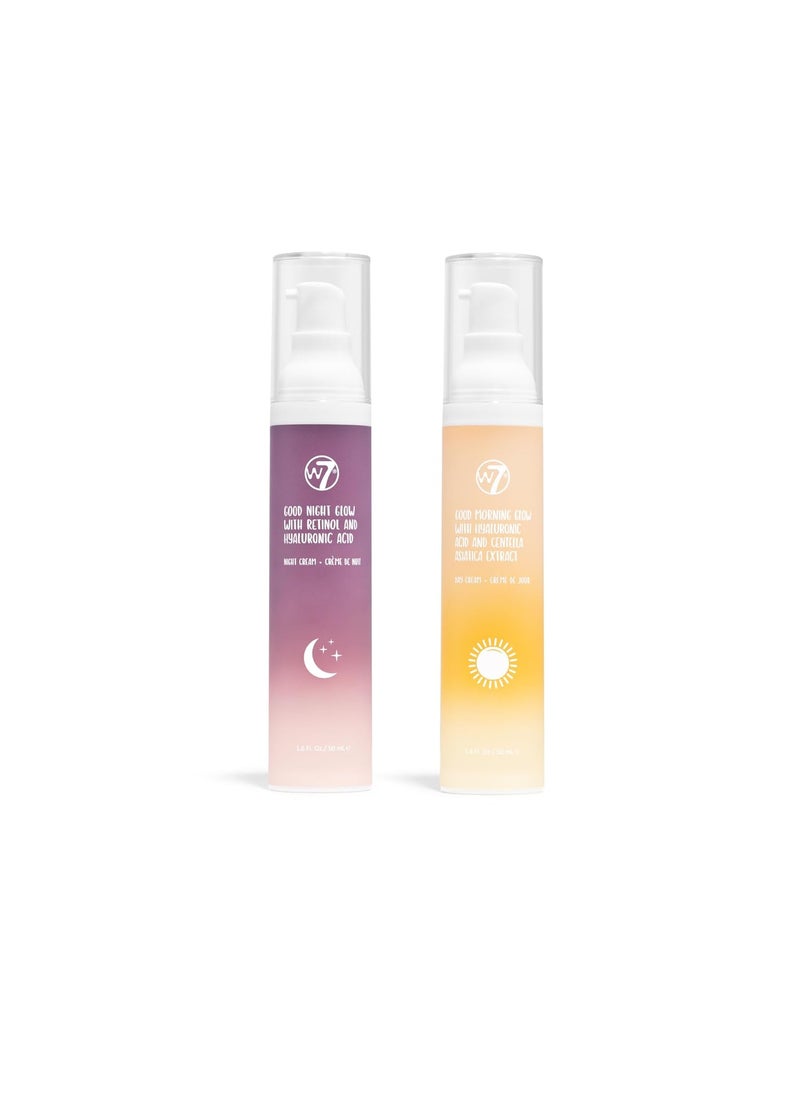 W7 Good Morning  Good Night Glow Face Cream  2 Pack  Hydrating  Repairing Skincare Set