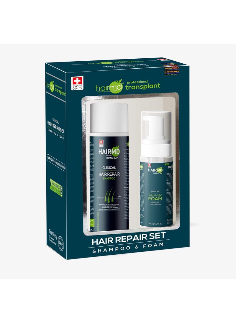 Transplant Hair Regrowth Set  250ml Regenerating Shampoo 150ml Repair Foam with Biotin Keratin Saw Palmetto for All Hair Types